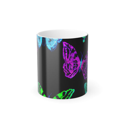 "Fantasia of Fantasy Flights" Neon Butterflies 11oz Color Morphing Mug