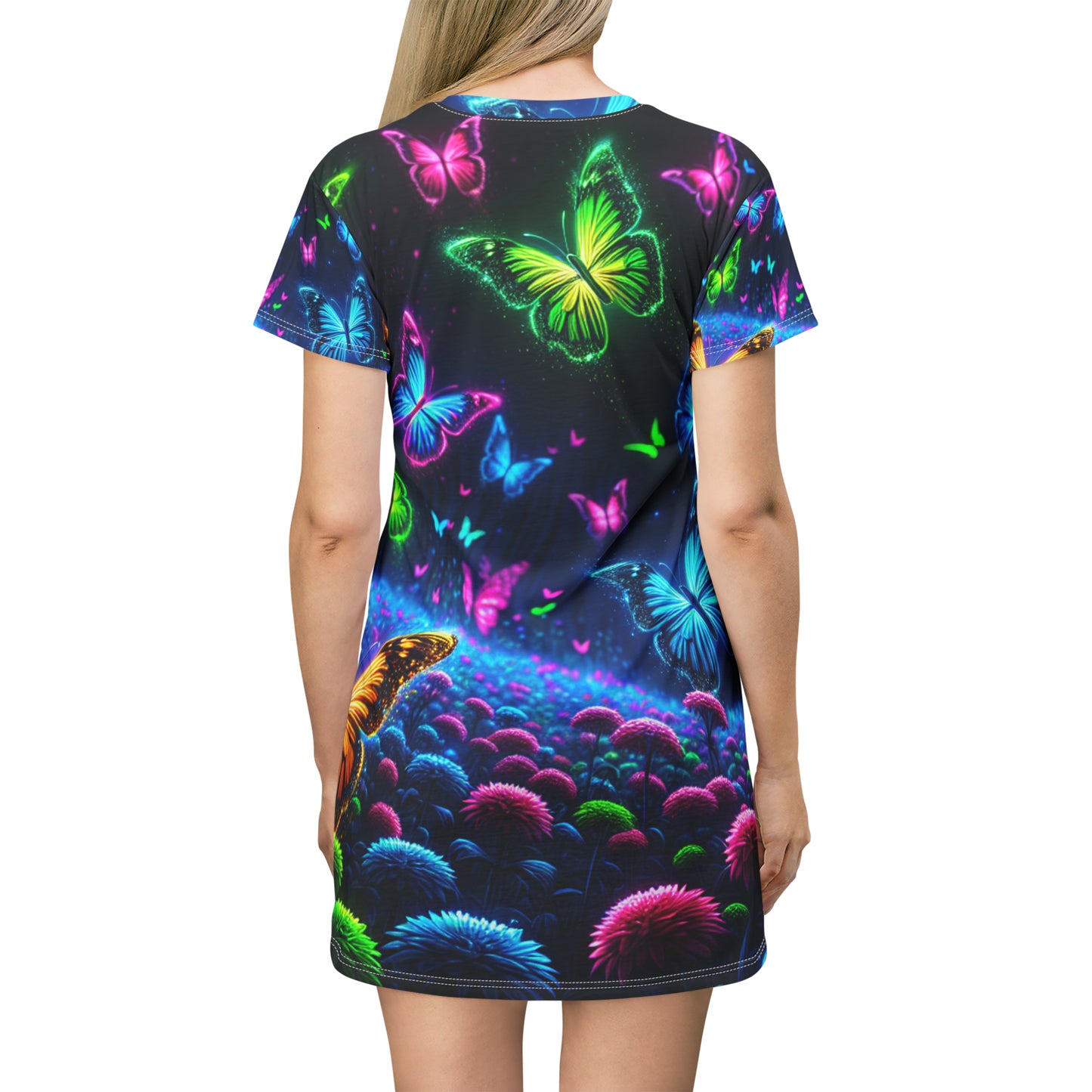 Neon Butterfly Mardi Gras. Neon Butterflies Womans T Shirt Dress