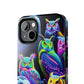 'Flock of Electric Flamses' NEON Owls Tough Phone Case