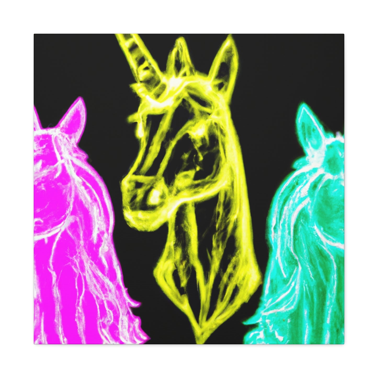 "Neon Unicorn Glow" NEON Unicorns Art Canvas