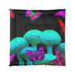 Neon Nature Dreamscape. Butterflies & Mushrooms Comforter Blanket