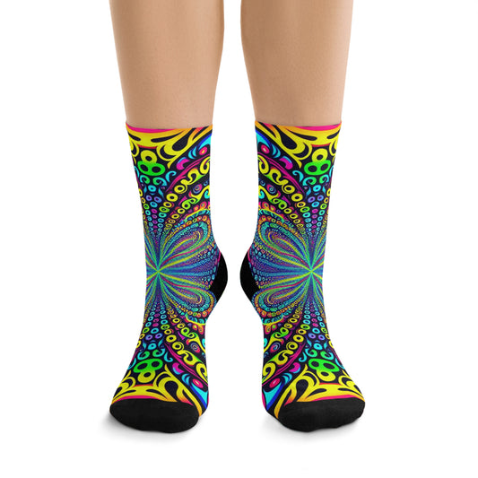 TDB "Neon Infinity Weave" Trippy Recycled Poly Socks