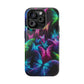 'Euphoria in Neon Flight' Neon Butterflies Premium Art Magsafe Magnet Tough IPhone 13 14 15 Pro Plus Max and Mini in Matte and Glossy Phone cases