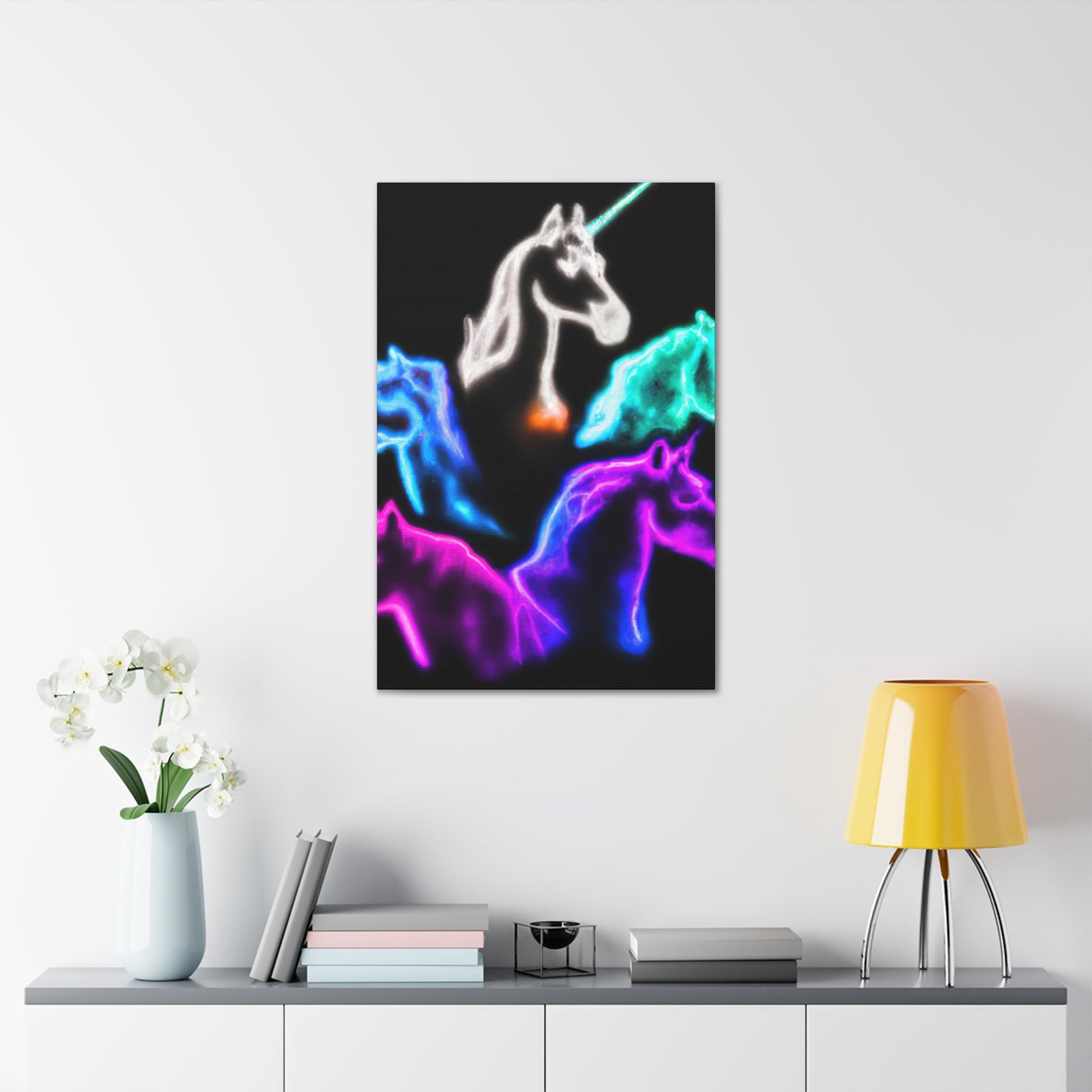 "Neon Harmony" NEON Unicorns Art Canvas