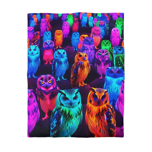 Giovanni di Guido - NEON Owls Microfiber Duvet Cover