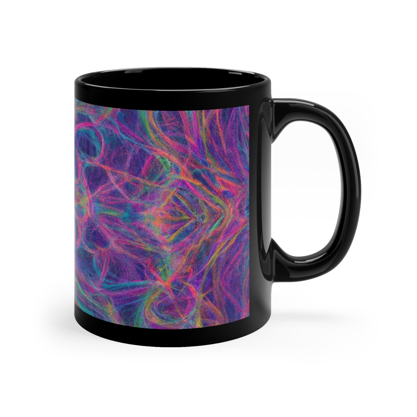 Vivid Dimension Infinity Weave. Trippy Infninty Patterns 11oz Black Mug