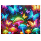 Neon Fluttergleam. - Neon Butterflies and Mushrooms Puzzle 30, 110, 252, and 1000 Pieces
