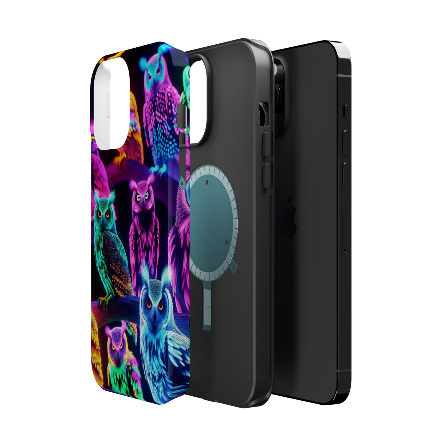 Neon Night Owls. Neon Owls Premium Art Magsafe Magnet Tough IPhone 13 14 15 Pro Plus Max and Mini in Matte and Glossy Phone cases
