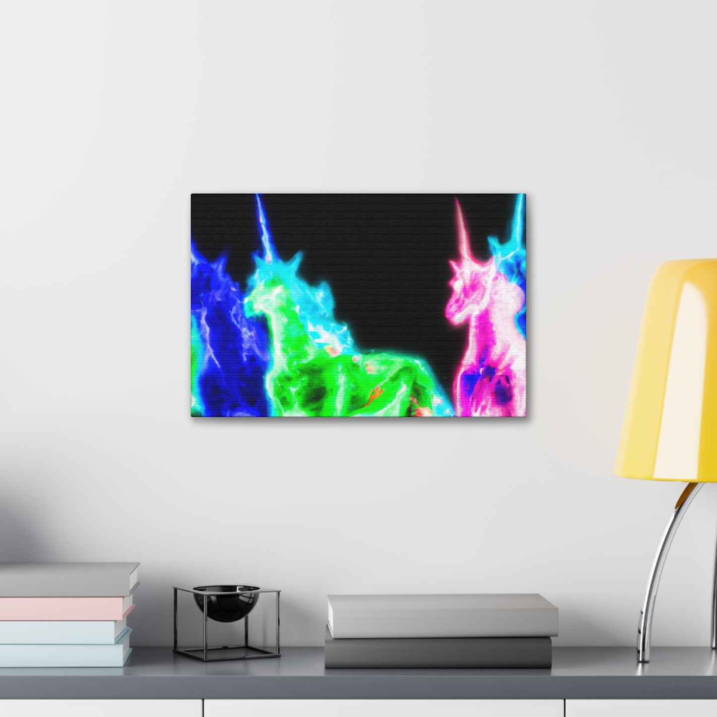 Enchanted Neon Dreamscape NEON Unicorns Art Canvas