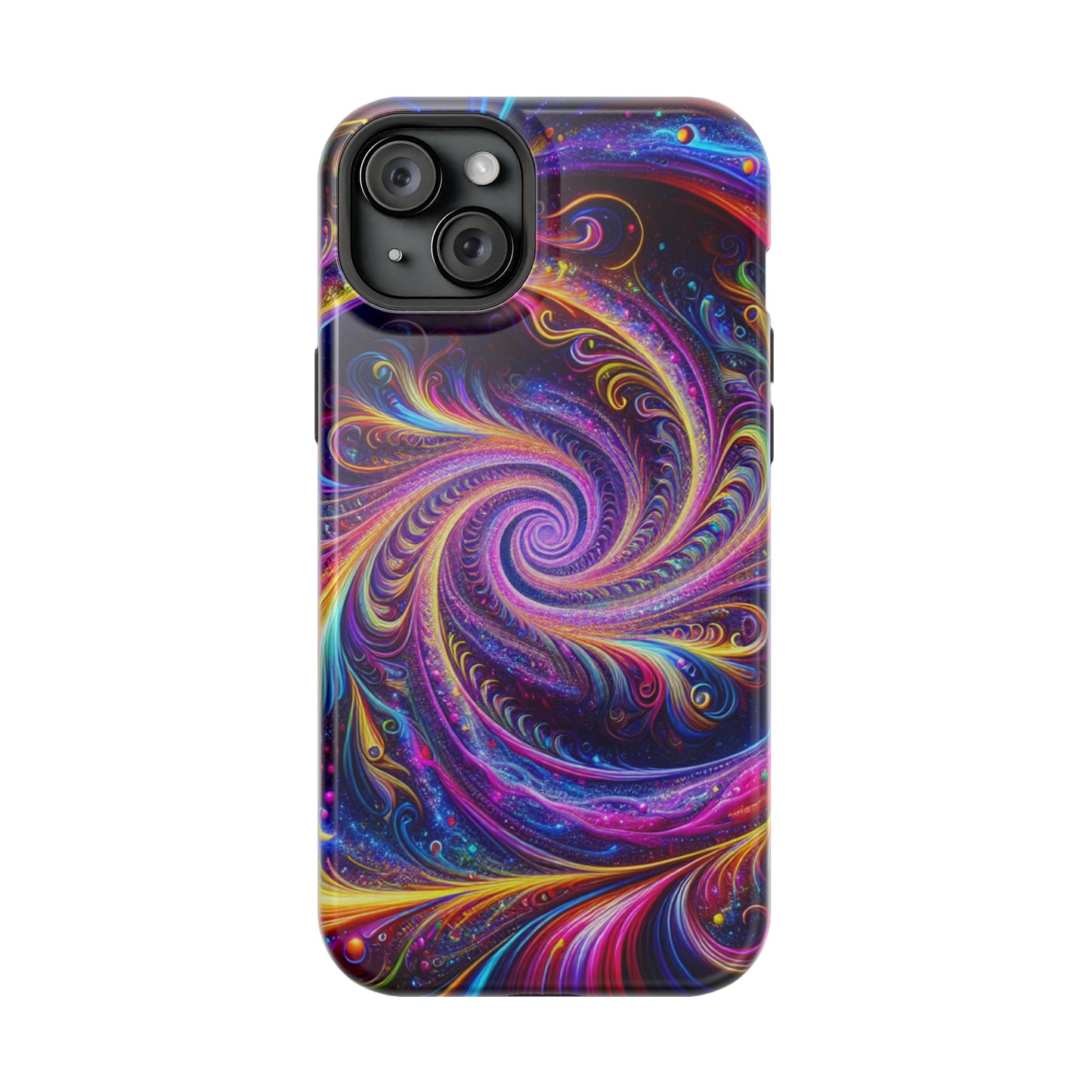 Vivid Psychedelic Cosmic Euphoria. Neon Trippy Infinity Patterns Premium Art Magsafe Magnet Tough IPhone 13 14 15 Pro Plus Max and Mini in Matte and Glossy Phone cases
