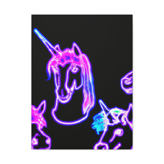 'Neon Majestic Rainbow' NEON Unicorns Art Canvas