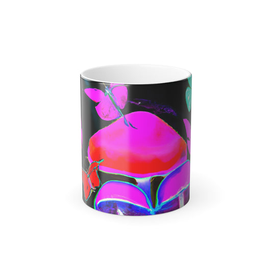 Neon Fantasia. Mushrooms & Butterflies 11oz Color Morphing Mug