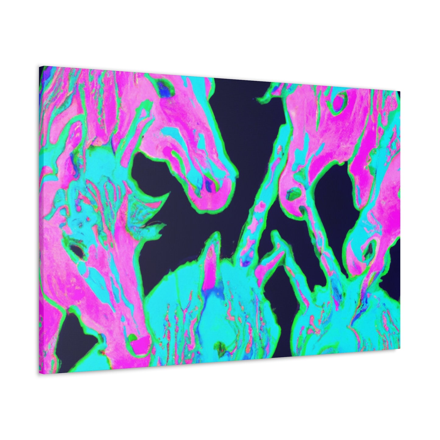 Neon Rainbow Herd NEON Unicorns Art Canvas