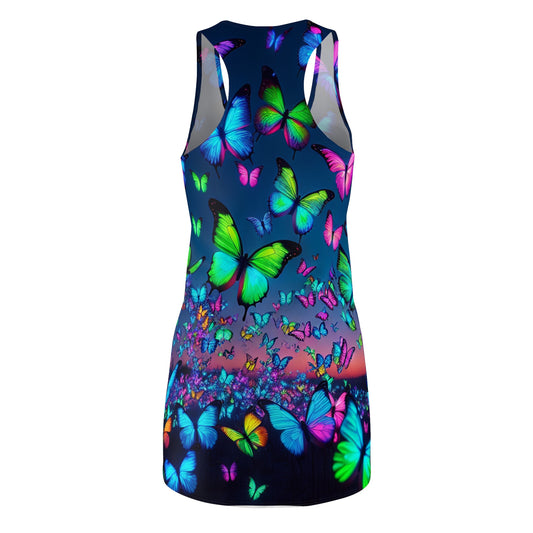 "Neon Butterfly River." Neon Butterflies  Racerback Dress