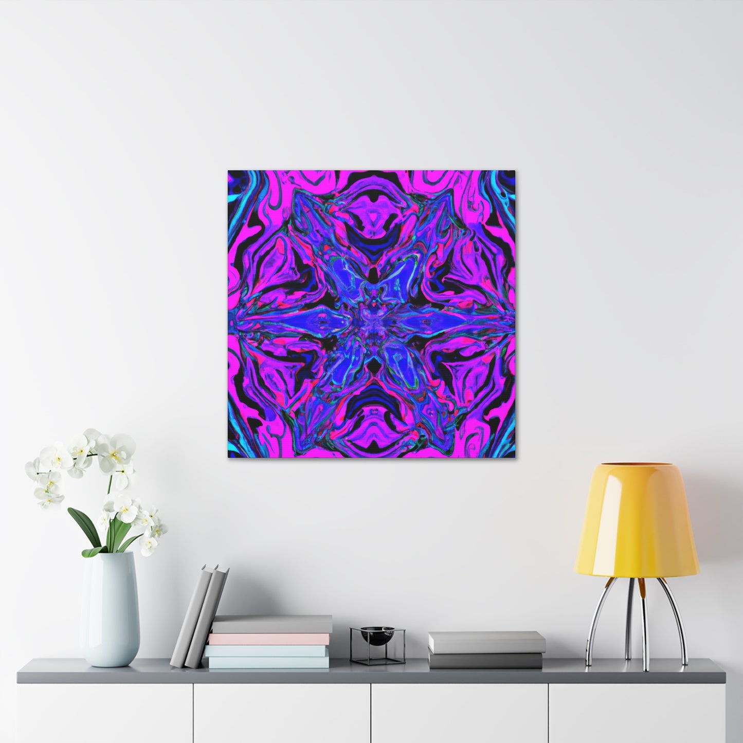 Vivid Trancendent Neon Dimensions. Trippy Infinity Patterns Art Canvas
