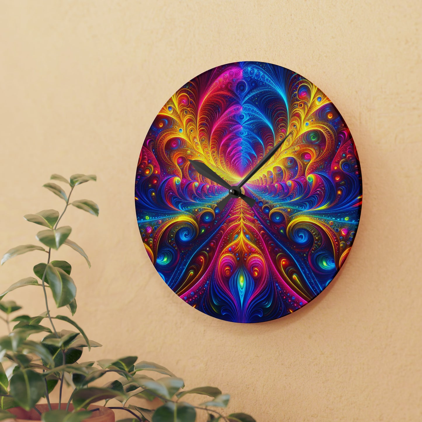Vibin' Neon Infinity. Infinity Patterns Art Acrylic Clock