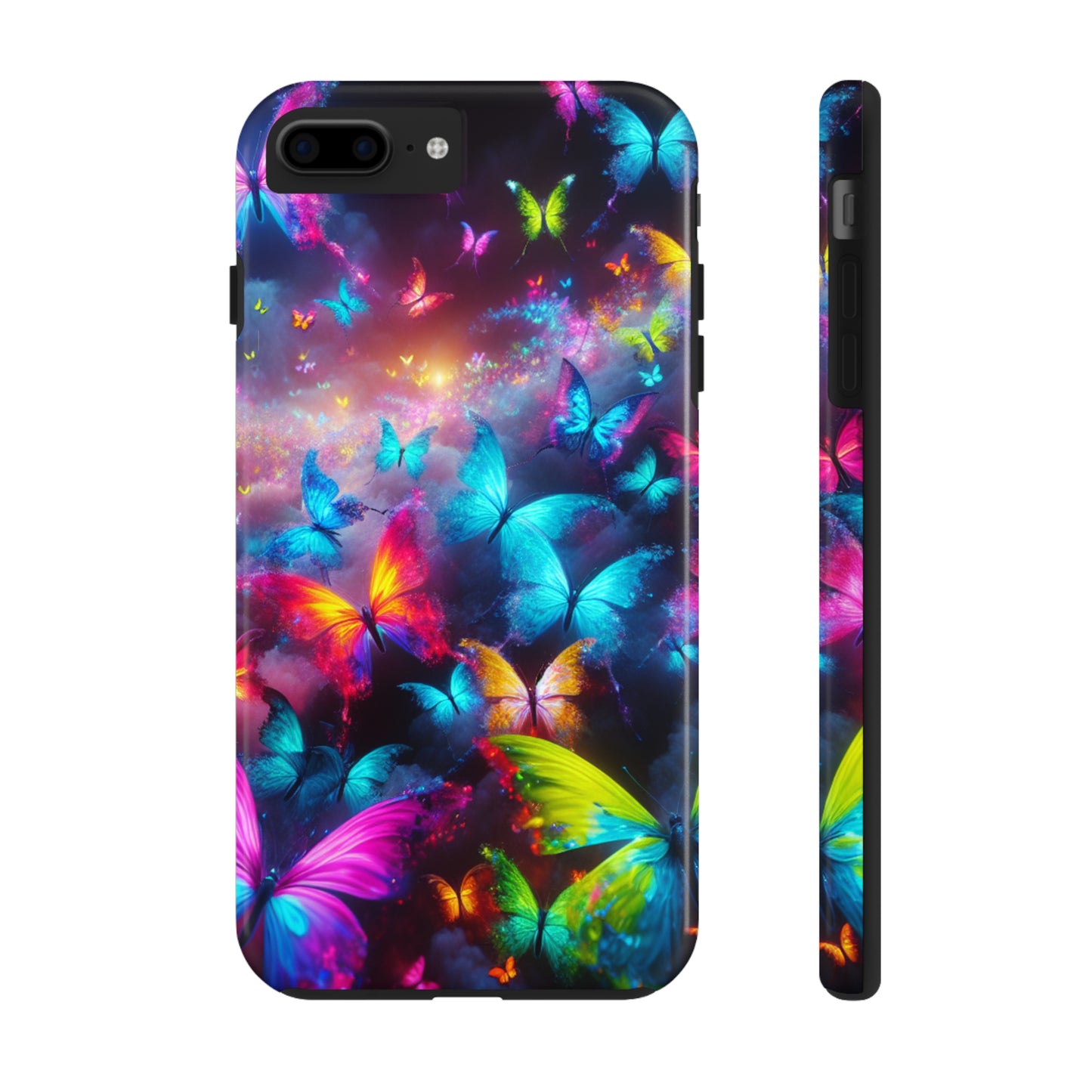 "Neon Flutterings" NEON Butterflies Tough Phone Case Iphone  7 8 9 10 11 12 13 14 SE X XR XS Pro Max Mini Plus