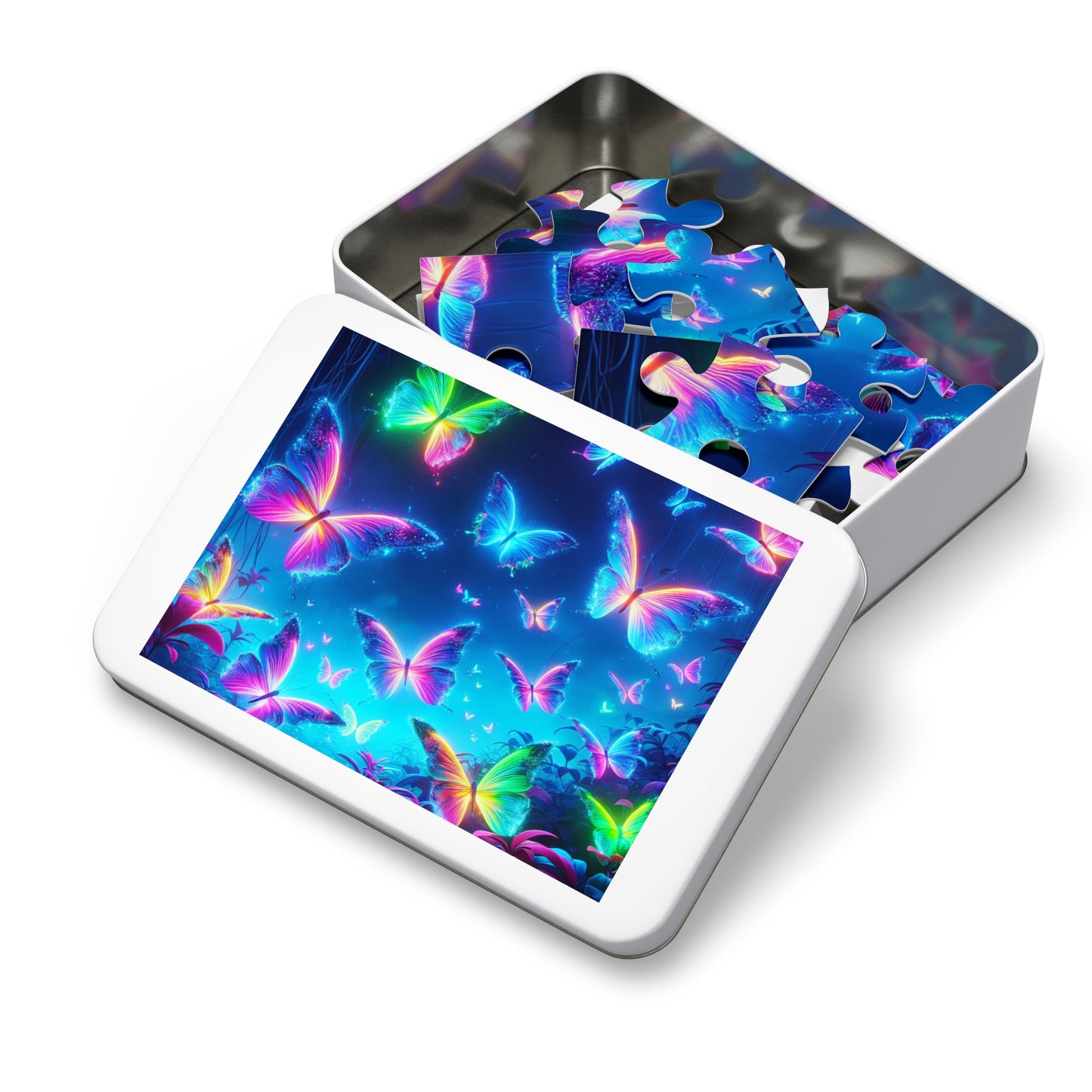 Neon Flight. - Neon Butterflies Puzzle30, 110, 252, and 1000 Pieces