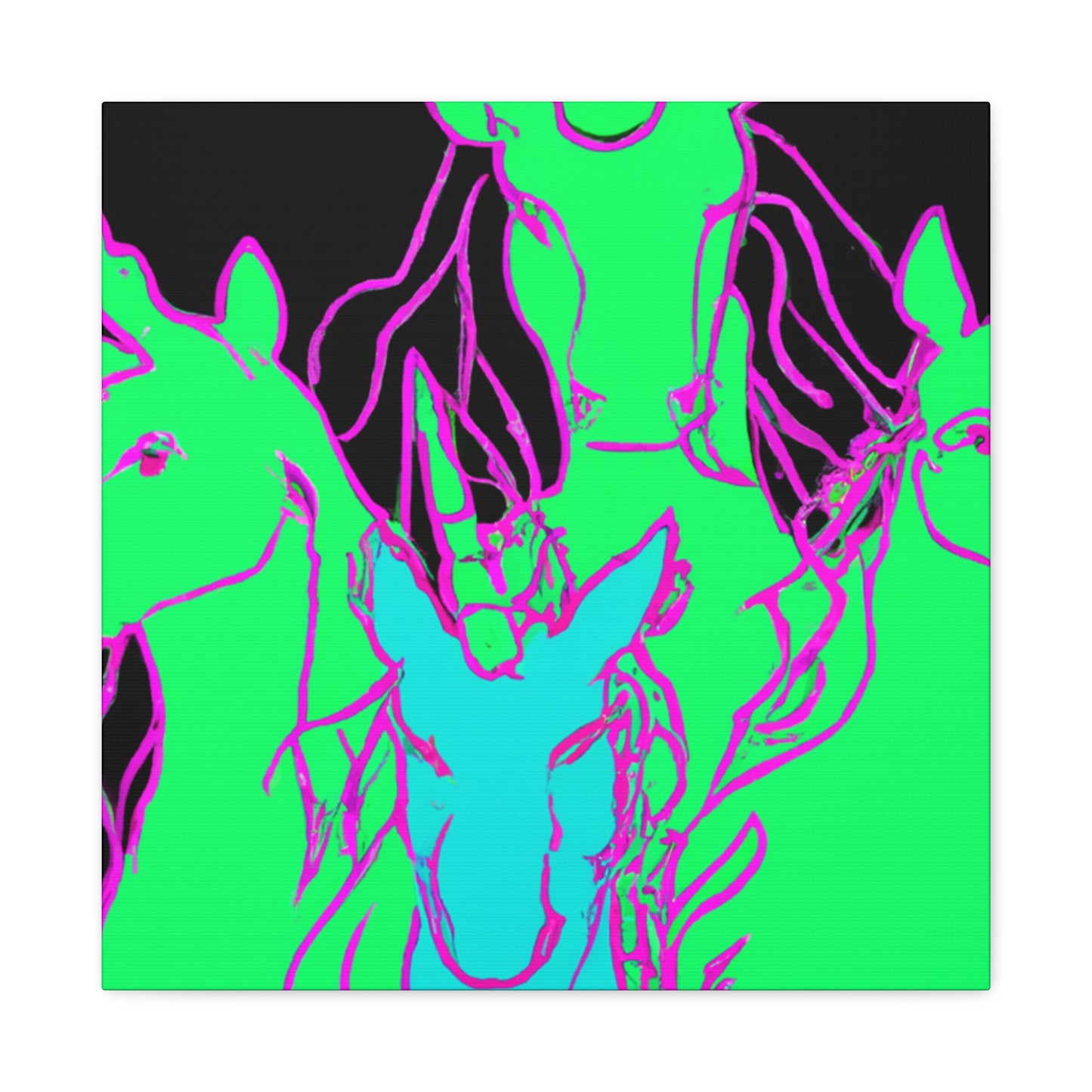"Fantasy of Neon Lights" NEON Unicorns Art Canvas