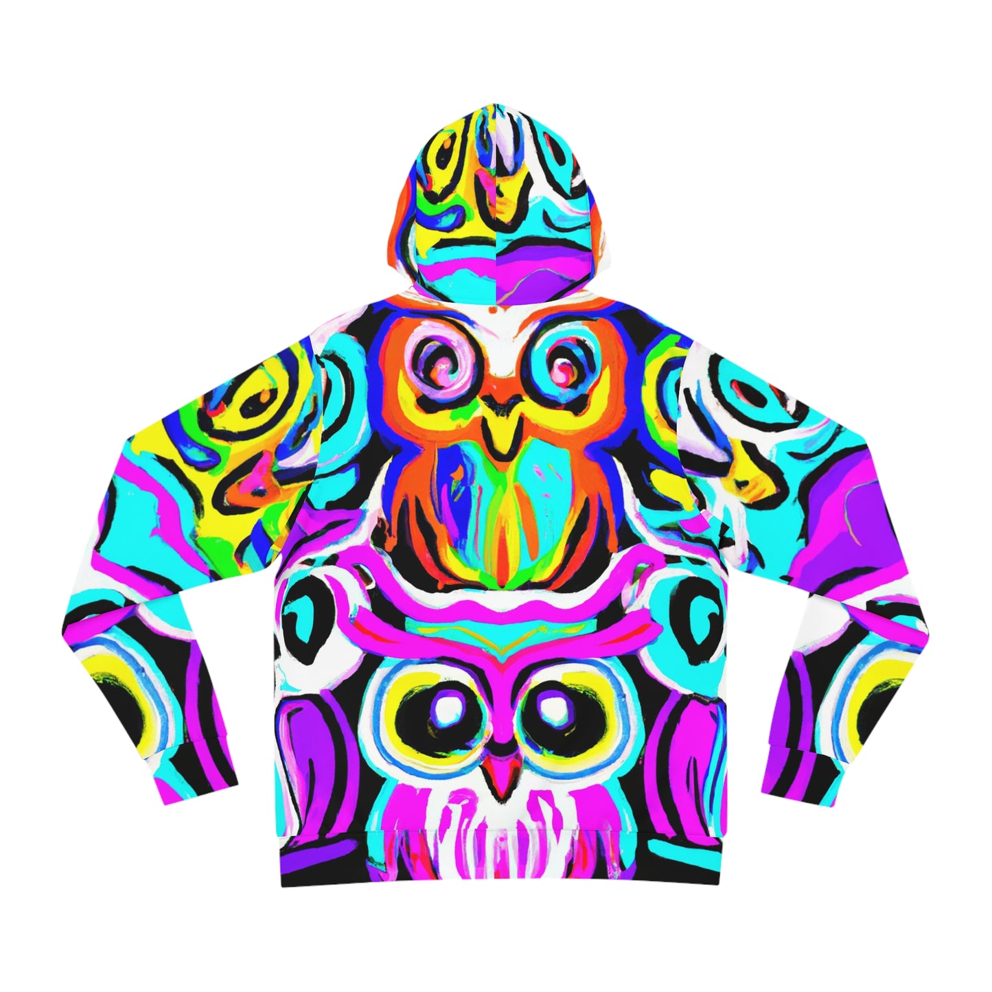 "Owls In Neon Wonderland" - NEON Owls AOP Hoodie