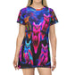 Neon Nocturne. Neon Owls Womans T Shirt Dress