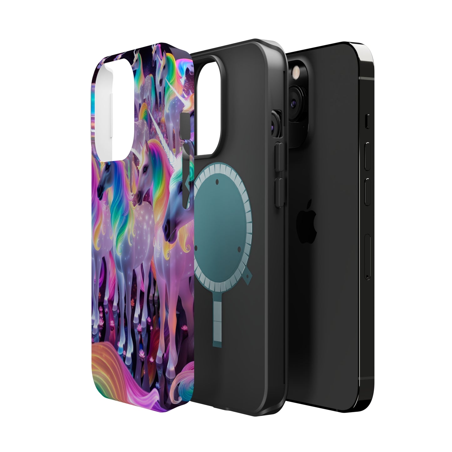 Neon Wonderland Unicorns Neon Unicorns Premium Art Magsafe Magnet Tough IPhone 13 14 15 Pro Plus Max and Mini in Matte and Glossy Phone cases