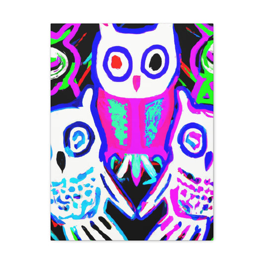 Neon Nocturnal Nuzzlers NEON Owls Art Canvas