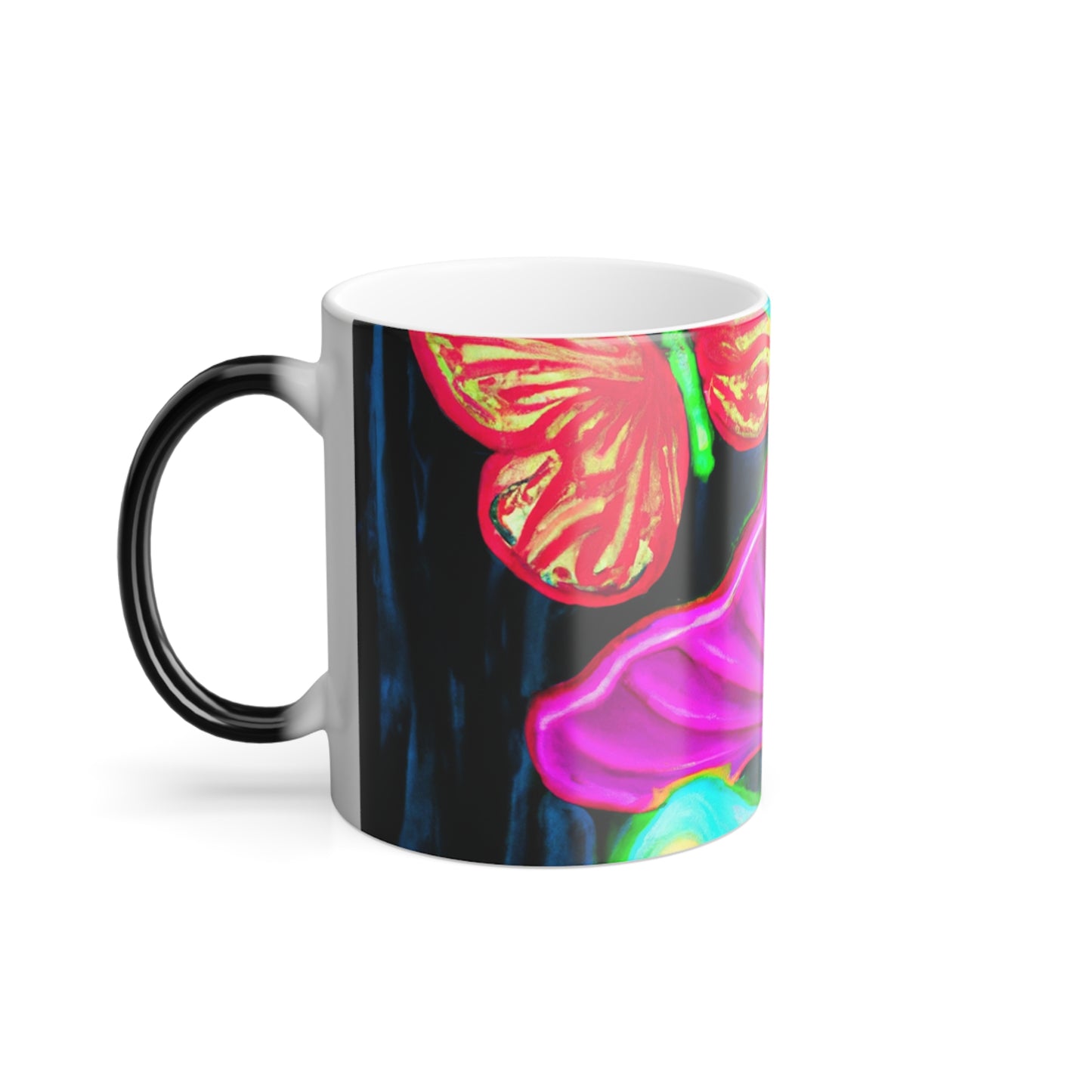 "Neon Nova" Mushrooms & Butterflies 11oz Color Morphing Mug