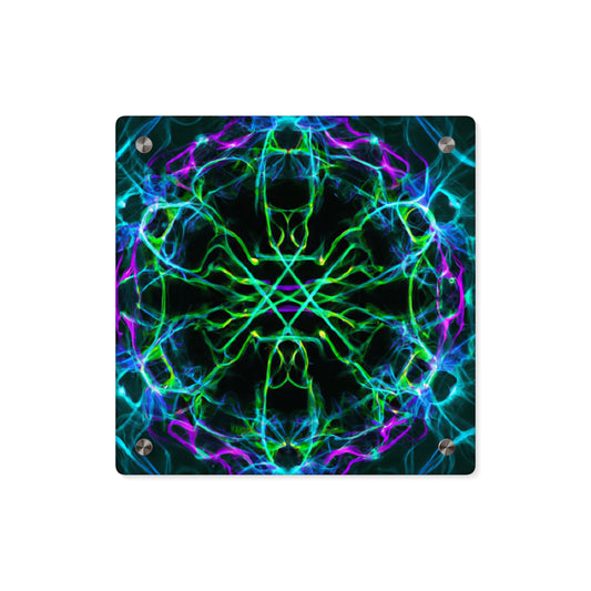 Neon Infinity Maze. Trippy Infinity Patterns Acrylic Art Panel