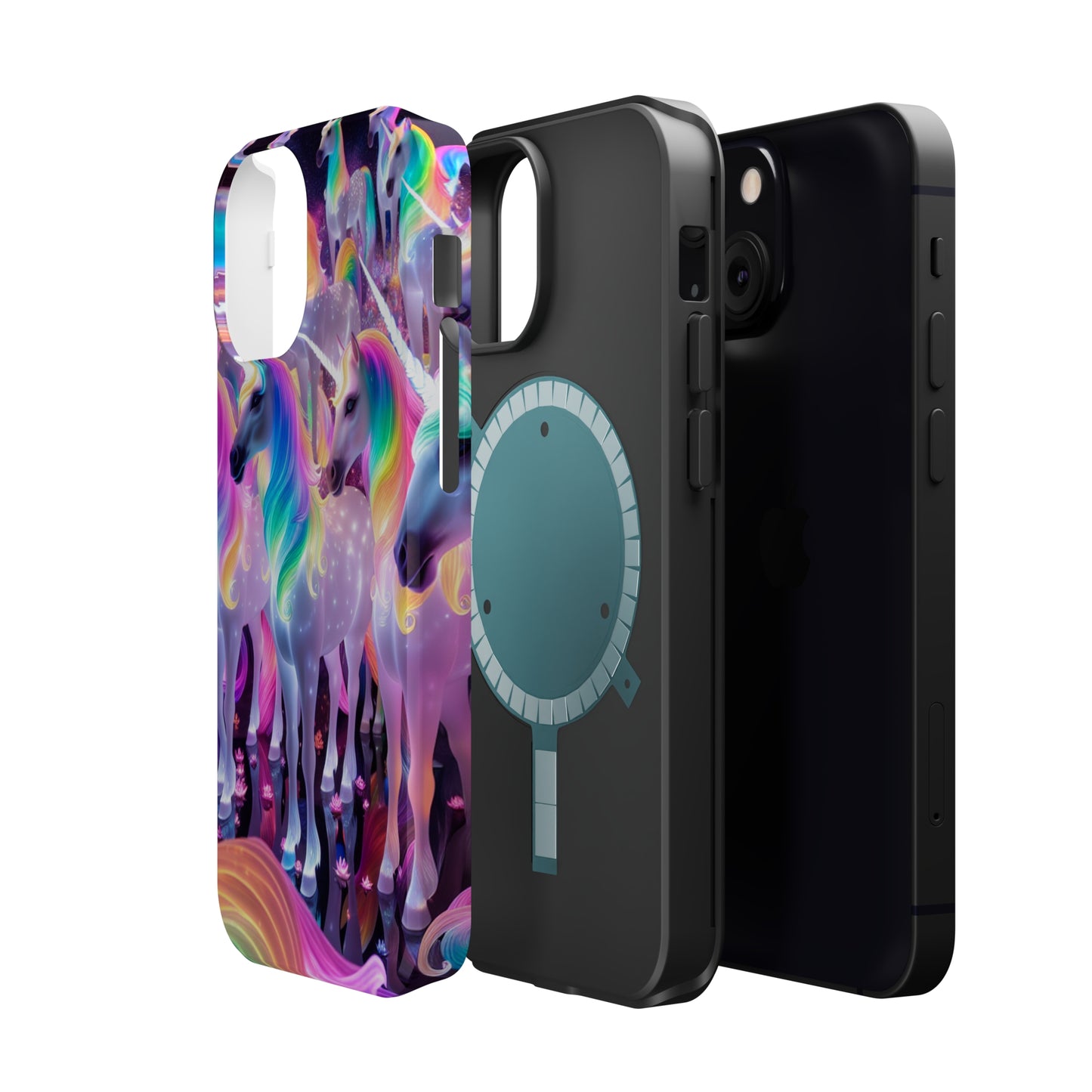 Neon Wonderland Unicorns Neon Unicorns Premium Art Magsafe Magnet Tough IPhone 13 14 15 Pro Plus Max and Mini in Matte and Glossy Phone cases
