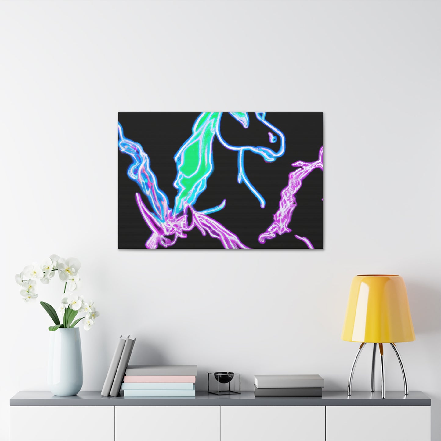 "Galactic Shebang of Neon Unicorns" NEON Unicorns Art Canvas