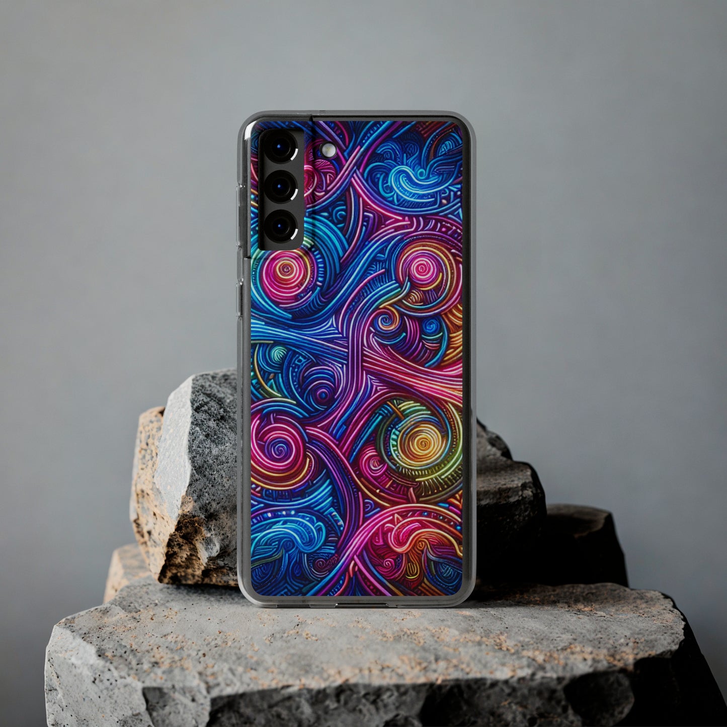 Vibrant Trippy Neon Infinity Ripples. Infinity Patterns Art Polycarbonate Phone Case Samsung Galaxy s21 s22 Google Pixel 6 Iphone 11 12 13 14 Pro Max Mini Plus