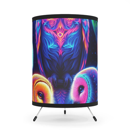 "Owllectricity". - NEON Owls Art Tripod Lamp