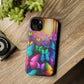 "Radiant Glowing Flight" Neon Butterflies Premium Art Magsafe Magnet Tough IPhone 13 14 15 Pro Plus Max and Mini in Matte and Glossy Phone cases