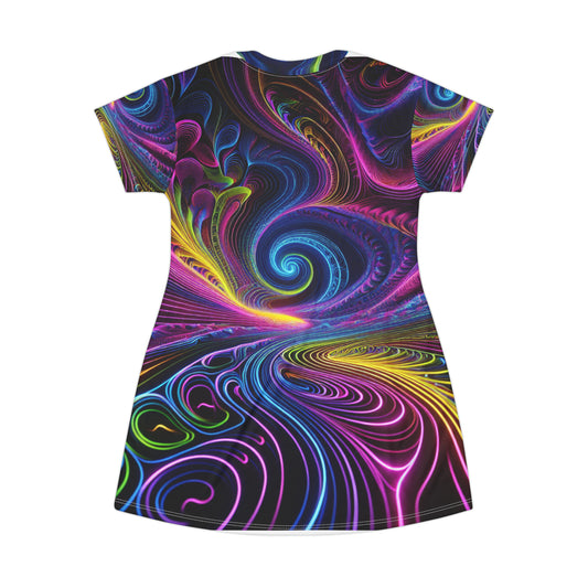 Electric Dreamscape Splendor. Infinity Patterns Womans T Shirt Dress
