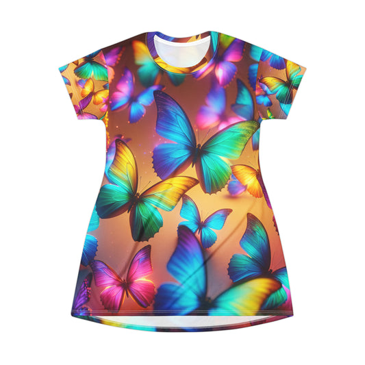 "Neon Butterfly Dreamscape" Neon Butterflies Womans T Shirt Dress
