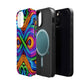 Cosmic Neon Infinity Spectacular. Neon Trippy Infinity Patterns Premium Art Magsafe Magnet Tough IPhone 13 14 15 Pro Plus Max and Mini in Matte and Glossy Phone cases