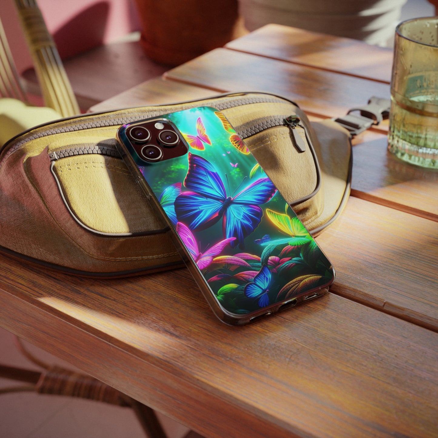 "Vivid Neon Flyaways" NEON Butterflies Art Polycarbonate Phone Case Samsung Galaxy s21 s22 Google Pixel 6 Iphone 11 12 13 14 Pro Max Mini Plus