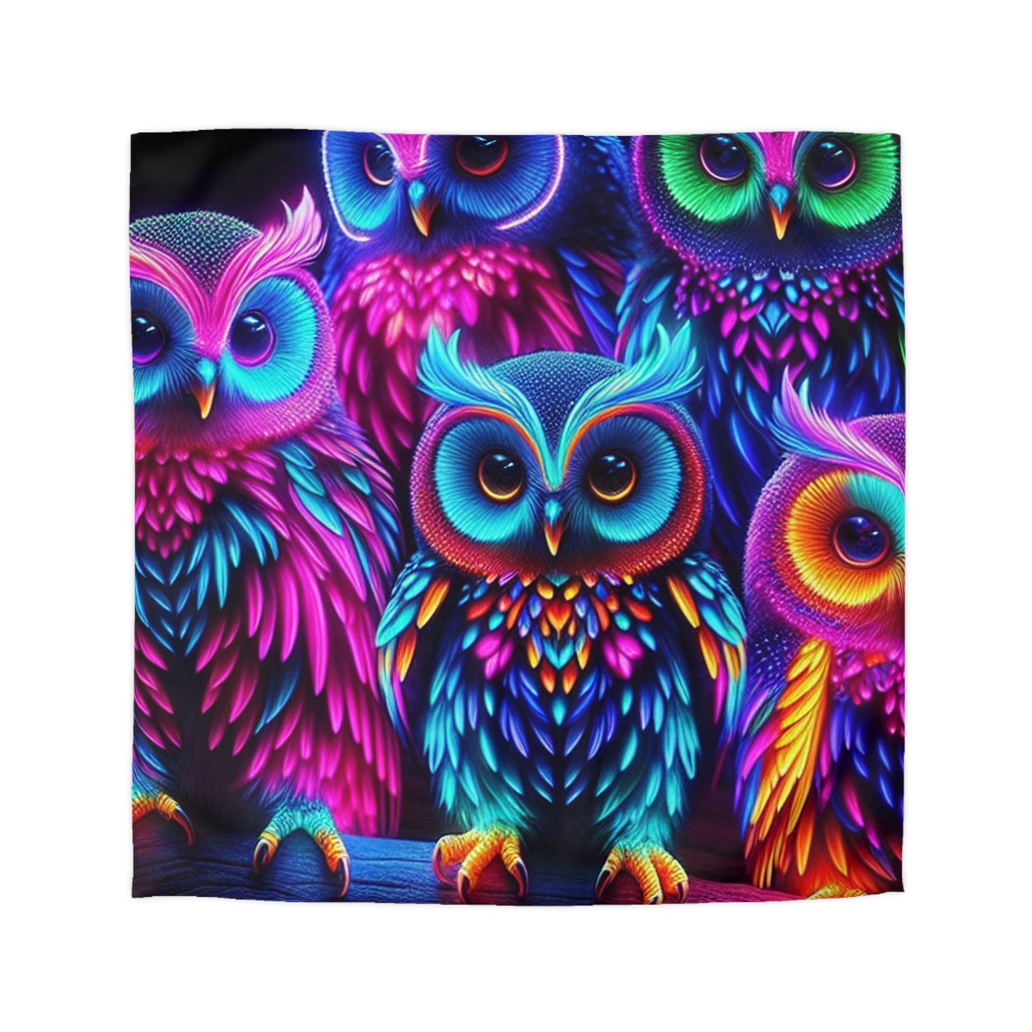 Fernando da Vinci - NEON Owls Microfiber Duvet Cover