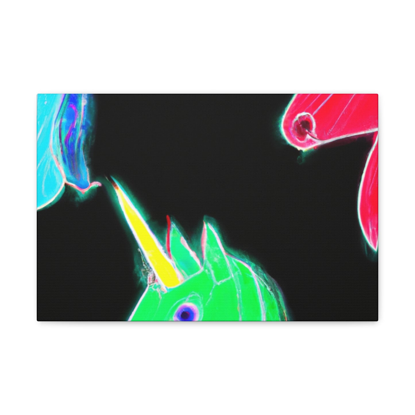"Neon Rainbow Unicorn Cluster" NEON Unicorns Art Canvas