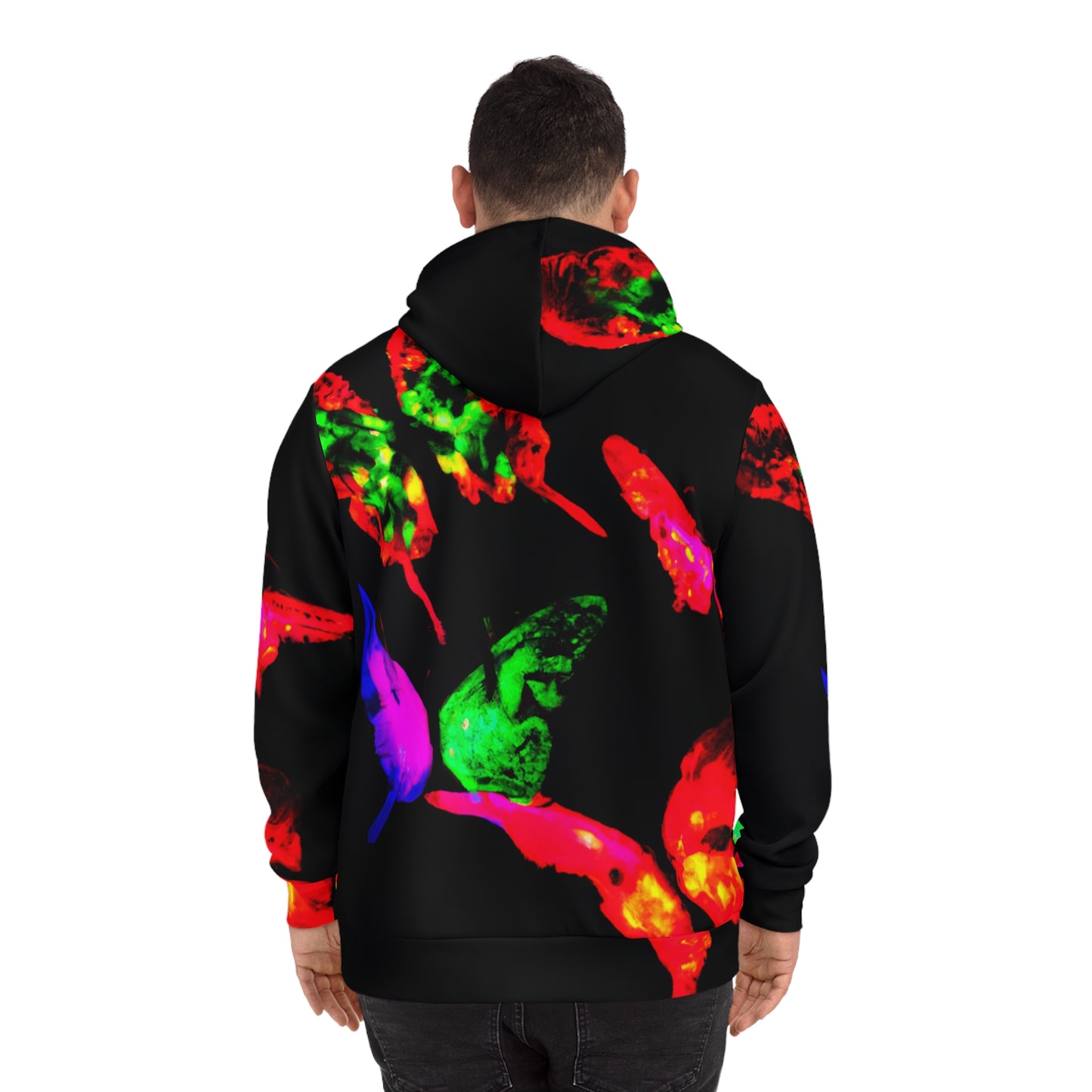 "Neon Glyphs" - Butterflies AOP Hoodie