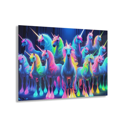 Cosmic Chromatic Unicorns. NEON Unocrons Art 1/4" Glossy Acrylic Art