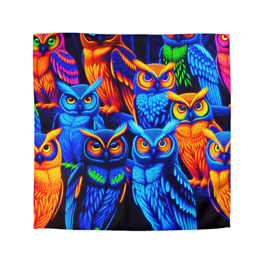 Salvador da Vinci - NEON Owls Microfiber Duvet Cover