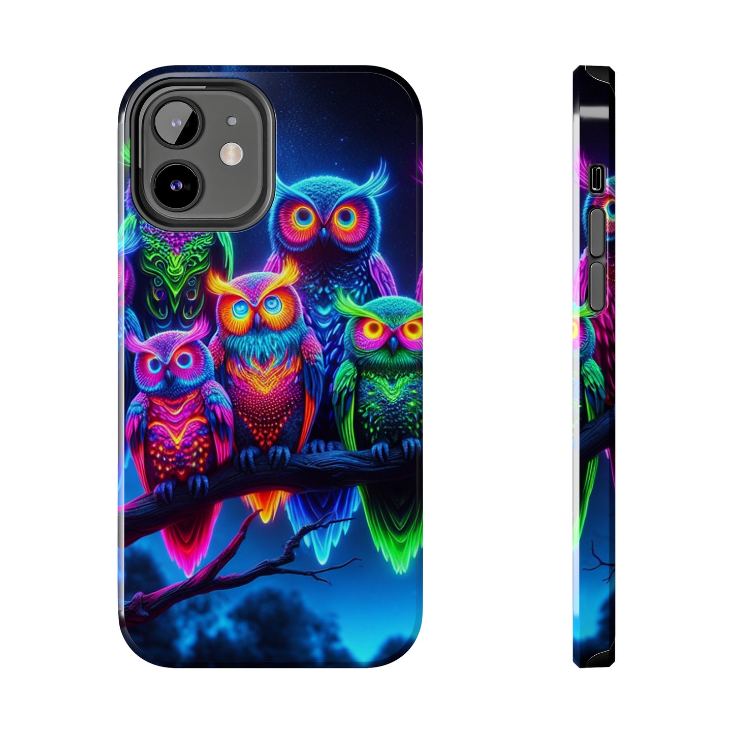 'Neon Rainbow Owls' NEON Owls Tough Phone Case