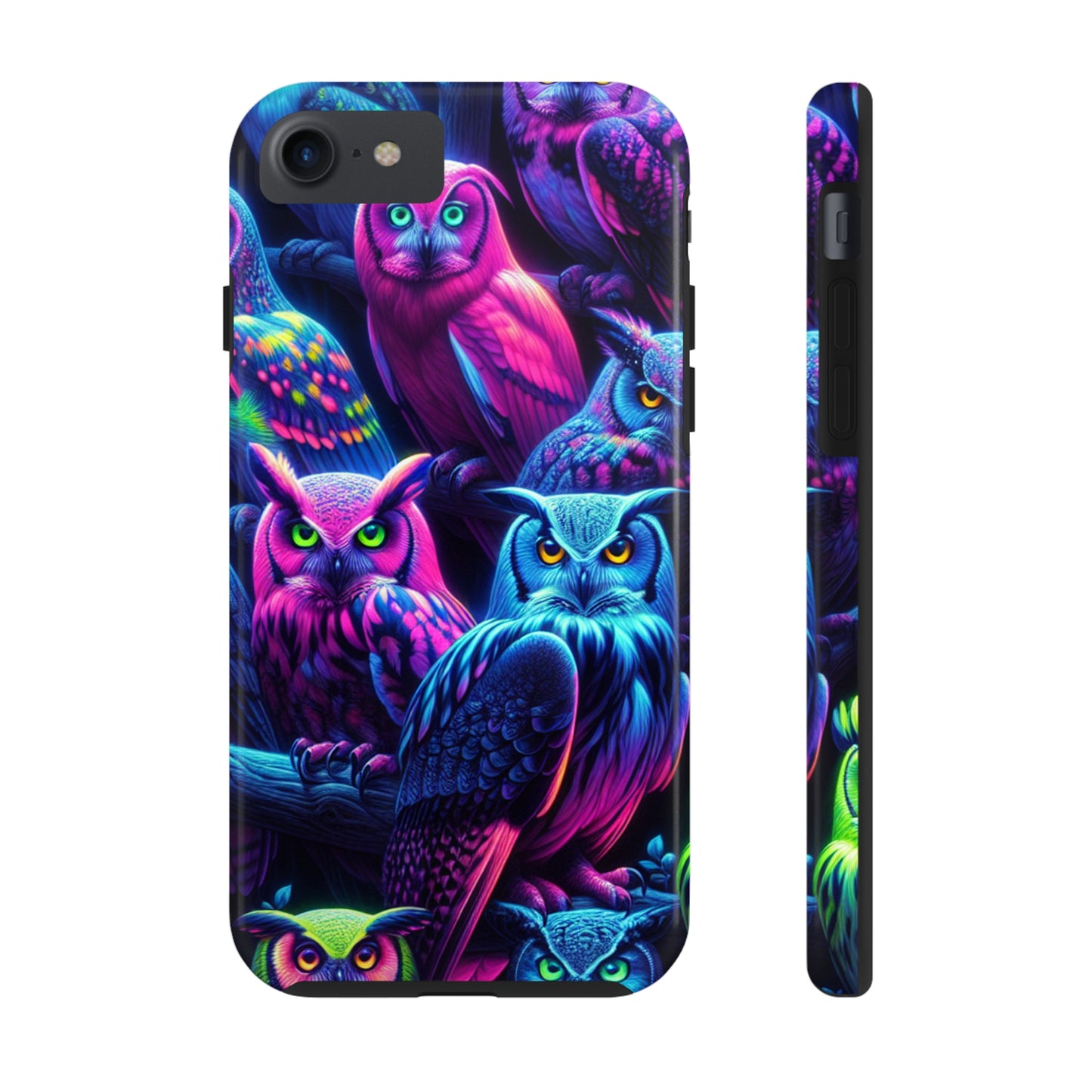 "Vivid Neon Nocturnal Symphony" NEON Owls Tough Phone Case