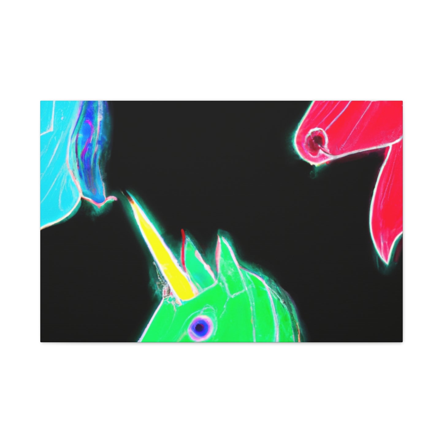 "Neon Rainbow Unicorn Cluster" NEON Unicorns Art Canvas