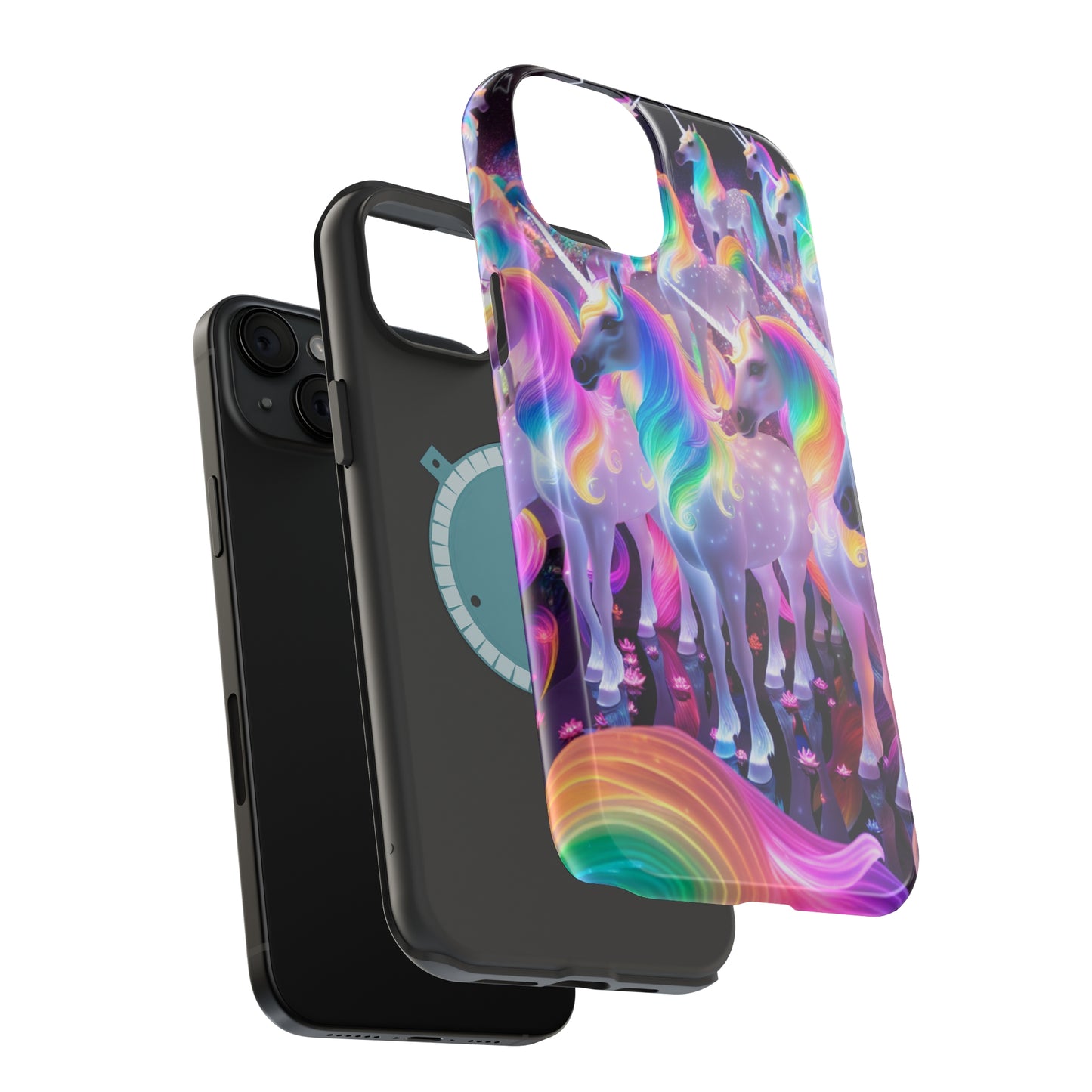 Neon Wonderland Unicorns Neon Unicorns Premium Art Magsafe Magnet Tough IPhone 13 14 15 Pro Plus Max and Mini in Matte and Glossy Phone cases