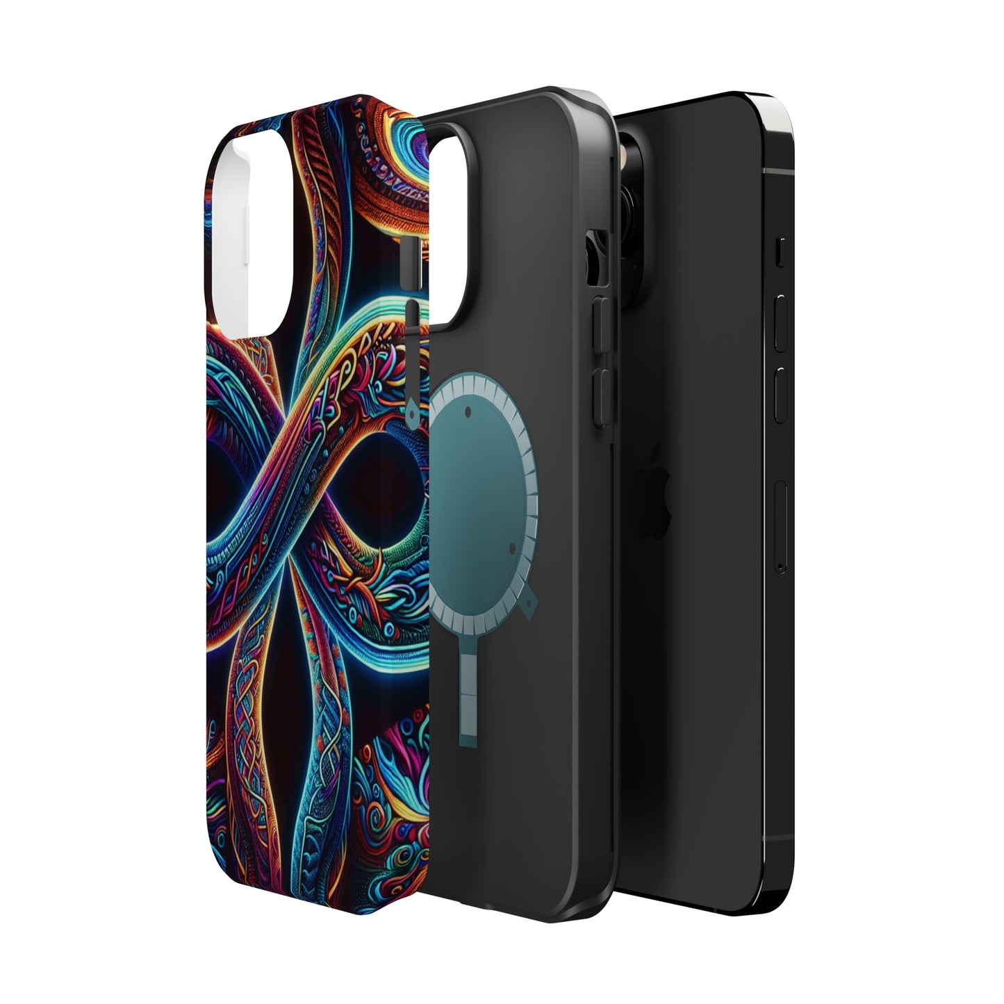 Vibrant Infinity Nocturne Neon Trippy Infinity Patterns Premium Art Magsafe Magnet Tough IPhone 13 14 15 Pro Plus Max and Mini in Matte and Glossy Phone cases