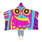 "Neon Nocturne" - NEON Owls Art Hooded Snuggle Blanket