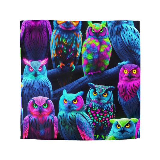 Giovanni Veronese - NEON Owls Microfiber Duvet Cover